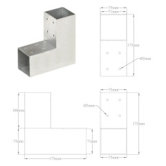 OMAXI Trámová spojka 4 ks ve tvaru L pozinkovaný kov 71 x 71 mm 833767