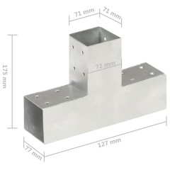 OMAXI Trámová spojka 4 ks ve tvaru T pozinkovaný kov 71 x 71 mm 833781