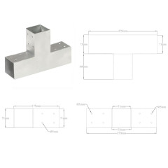 OMAXI Trámová spojka 4 ks ve tvaru T pozinkovaný kov 71 x 71 mm 833781