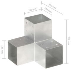 OMAXI Trámová spojka 4 ks ve tvaru Y pozinkovaný kov 101 x 101 mm 834047