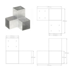 OMAXI Trámová spojka 4 ks ve tvaru Y pozinkovaný kov 101 x 101 mm 834047