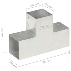 OMAXI Trámová spojka 4 ks ve tvaru T pozinkovaný kov 101 x 101 mm 834023