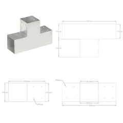 OMAXI Trámová spojka 4 ks ve tvaru T pozinkovaný kov 101 x 101 mm 834023