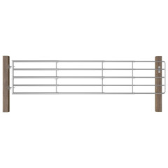 OMAXI Brána na pastvinu ocelová 5 tyčí (150–400) x 90 cm stříbrná 769455