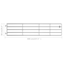 OMAXI Brána na pastvinu ocelová 5 tyčí (150–400) x 90 cm stříbrná 769455