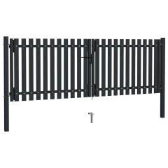 OMAXI Dvoukřídlá plotová branka ocelová 306 x 150 cm antracitová 885759
