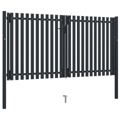 OMAXI Dvojitá plotová branka ocelová 306 x 200 cm antracitová 885773