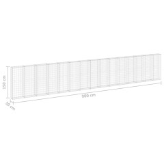 OMAXI Gabionová zeď s víky pozinkovaná ocel 900 x 30 x 150 cm 110164