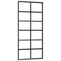 OMAXI Posuvné dveře ESG sklo a hliník 90 x 205 cm černé 446126