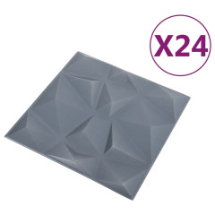 OMAXI 3D nástěnné panely 24 ks 50 x 50 cm diamant šedé 6 m² 850084