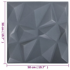 OMAXI 3D nástěnné panely 24 ks 50 x 50 cm diamant šedé 6 m² 850084