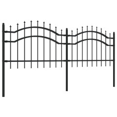 OMAXI Zahradní plot s kopím nahoře černý 239 x 75 cm, práškově lakovaná ocel 561812