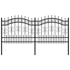 OMAXI Zahradní plot s kopím nahoře černý 240 x 100 cm, práškově lakovaná ocel 561874