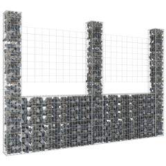 OMAXI Gabionový koš ve tvaru U se 3 sloupky železo 260 x 20 x 200 cm 764138