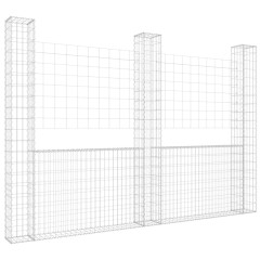 OMAXI Gabionový koš ve tvaru U se 3 sloupky železo 260 x 20 x 200 cm 764138