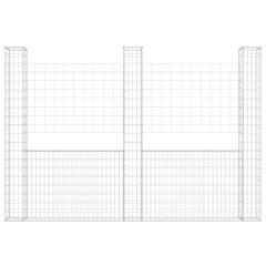 OMAXI Gabionový koš ve tvaru U se 3 sloupky železo 260 x 20 x 200 cm 764138
