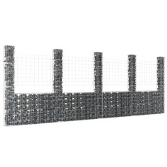 OMAXI Gabionový koš ve tvaru U s 5 sloupky železo 500 x 20 x 200 cm 764152