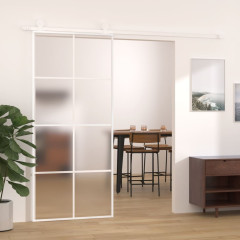 OMAXI Posuvné dveře mléčné ESG sklo a hliník 90 x 205 cm bílé 831212