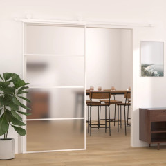 OMAXI Posuvné dveře mléčné ESG sklo a hliník 102,5 x 205 cm bílé 831137