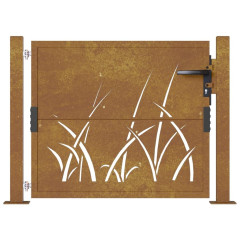 OMAXI Zahradní branka 105 x 80 cm cortenová ocel Tráva 216971