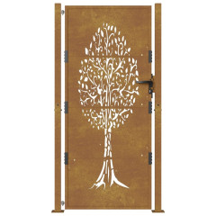 OMAXI Zahradní branka 105 x 180 cm cortenová ocel Strom 216896