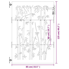 OMAXI Zahradní branka 85 x 125 cm cortenová ocel Bambus 217596
