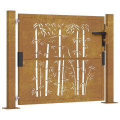 OMAXI Zahradní branka 105 x 105 cm cortenová ocel Bambus 217107