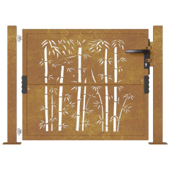 OMAXI Zahradní branka 105 x 105 cm cortenová ocel Bambus 217107