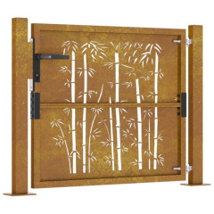 OMAXI Zahradní branka 105 x 105 cm cortenová ocel Bambus 217107