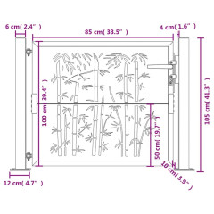 OMAXI Zahradní branka 105 x 105 cm cortenová ocel Bambus 217107