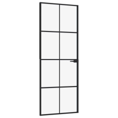 OMAXI Interiérové dveře černé 76x201,5 cm tvrzené sklo a hliník úzké 695460