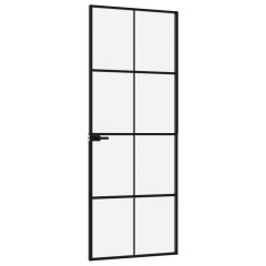 OMAXI Interiérové dveře černé 76x201,5 cm tvrzené sklo a hliník úzké 695460