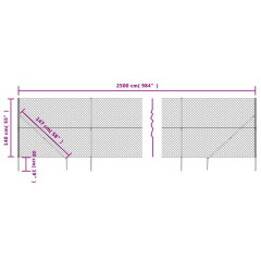 OMAXI Drátěné pletivo s kotevními hroty antracitové 1,4 x 25 m 771935