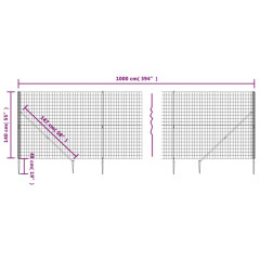 OMAXI Drátěný plot s kotevními hroty zelený 1,4 x 10 m 778569
