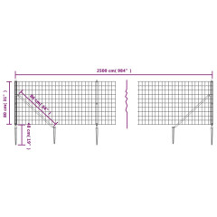 OMAXI Drátěný plot s kotevními hroty zelený 0,8 x 25 m 778613