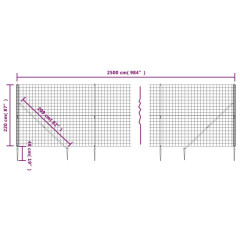 OMAXI Drátěný plot s kotevními hroty antracitový 2,2 x 25 m 780289