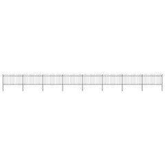 OMAXI Zahradní plot s kopím nahoře ocelový 1426 x 100 cm černý 710396