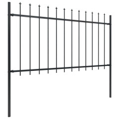 OMAXI Zahradní plot s kopím nahoře ocelový 1426 x 100 cm černý 710396