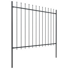 OMAXI Zahradní plot s kopím nahoře ocelový 714,5 x 150 cm černý 710532