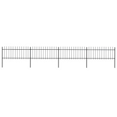 OMAXI Zahradní plot s kopím nahoře ocelový 714,5 x 80 cm černý 710266