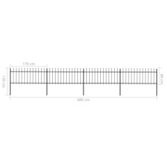 OMAXI Zahradní plot s kopím nahoře ocelový 714,5 x 80 cm černý 710266