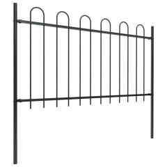 OMAXI Zahradní plot s obloukem nahoře ocelový 1603,5 x 100 cm černý 710853