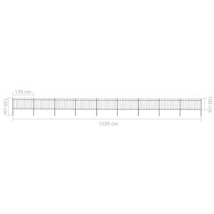 OMAXI Zahradní plot s obloukem nahoře ocelový 1603,5 x 100 cm černý 710853