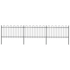 OMAXI Zahradní plot s obloukem nahoře ocelový 537 x 100 cm černý 710792