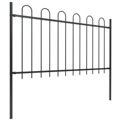 OMAXI Zahradní plot s obloukem nahoře ocelový 537 x 100 cm černý 710792