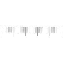 OMAXI Zahradní plot s obloukem nahoře ocelový 892,5 x 80 cm černý 710723