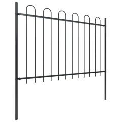 OMAXI Zahradní plot s obloukem nahoře ocelový 1070 x 120 cm černý 710914