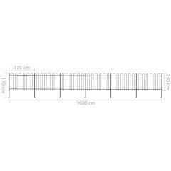 OMAXI Zahradní plot s obloukem nahoře ocelový 1070 x 120 cm černý 710914