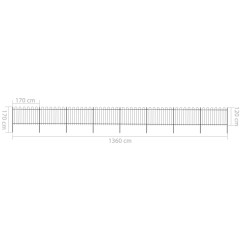OMAXI Zahradní plot s obloukem nahoře ocelový 1426 x 120 cm černý 710938