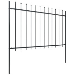 OMAXI Zahradní plot s kopím nahoře ocelový 892,5 x 120 cm černý 710457